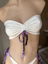 Load image into Gallery viewer, White Violet leopard strapless bikini set S-M