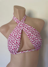 Load image into Gallery viewer, Mannequin wearing a pink and white patterned halter top against a plain background