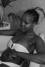 Load image into Gallery viewer, White Gold Tropez Strapless Gold Buckle Top