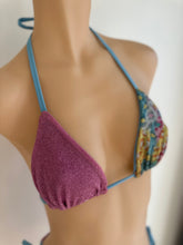 Load image into Gallery viewer, Shimmer / matte blue bikini set (S-M)