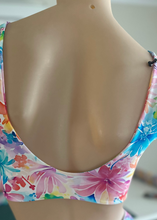 Load image into Gallery viewer, Colorful floral bikini on a mannequin against a neutral background