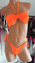 Load image into Gallery viewer, Neon Orange strapless bikini set S-M (6-10)