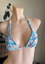 Load image into Gallery viewer, Colorful bikini top on a mannequin against a neutral background
