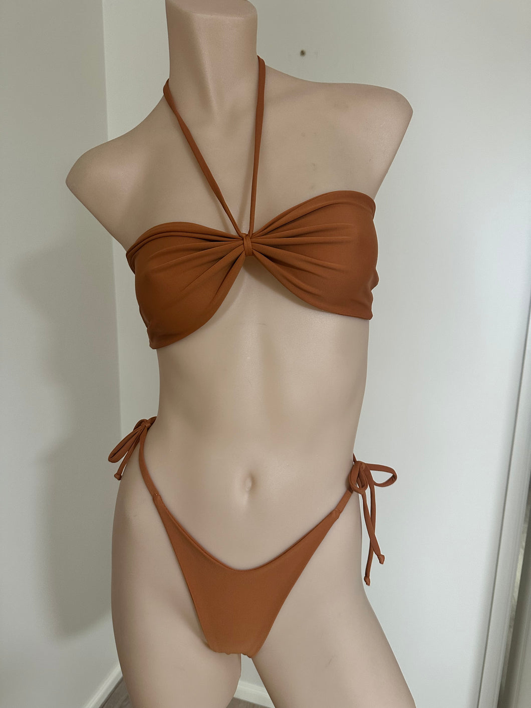 Brown strapless halter bikini set 8-10