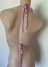 Load image into Gallery viewer, Mannequin wearing a pink and white patterned bikini on a plain background
