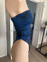 Load image into Gallery viewer, Blue Leopard high cut strapless one piece
