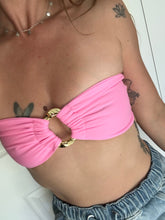 Load image into Gallery viewer, Cotton Candy Tropez Strapless Gold Buckle Top
