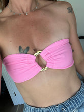 Load image into Gallery viewer, Cotton Candy Tropez Strapless Gold Buckle Top
