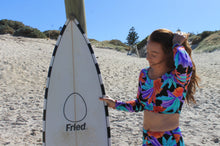 Load image into Gallery viewer, Long Sleeve Swim Crop Top  and Boyshorts Set Size 8-10

