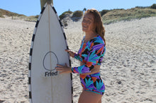 Load image into Gallery viewer, Long Sleeve Swim Crop Top  and Boyshorts Set Size 8-10
